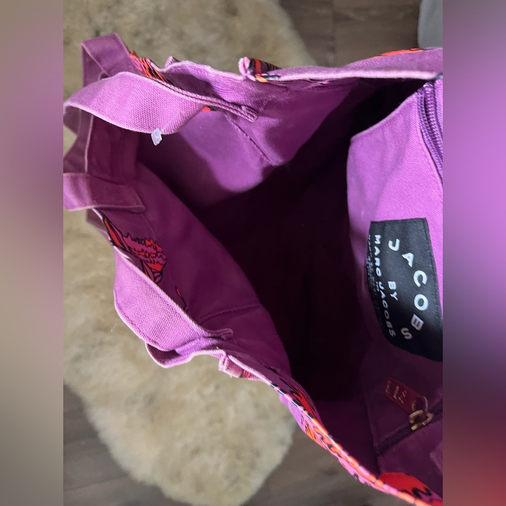 Jacobs"Marc Jacobs Purple Multi-Purpose Canvas Reusable Tote Bag - Picture 11 of 11